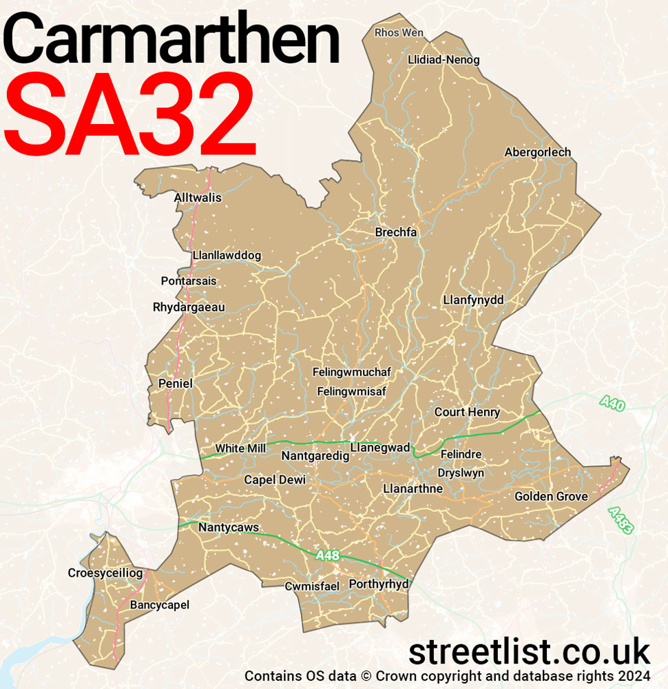 Map of the SA32 postcode