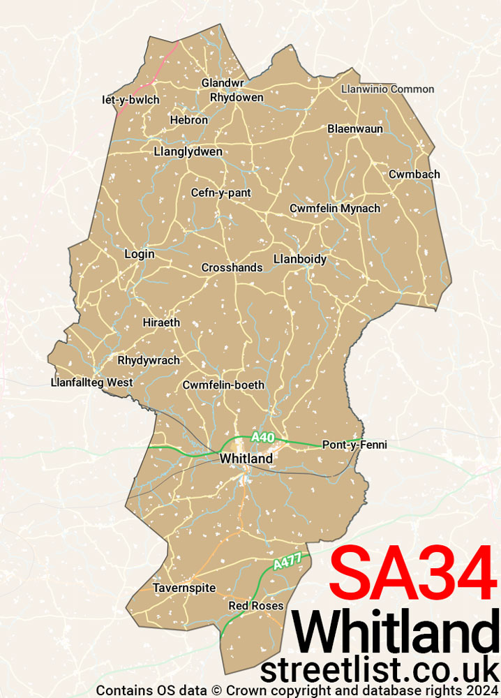 Map of the SA34 postcode