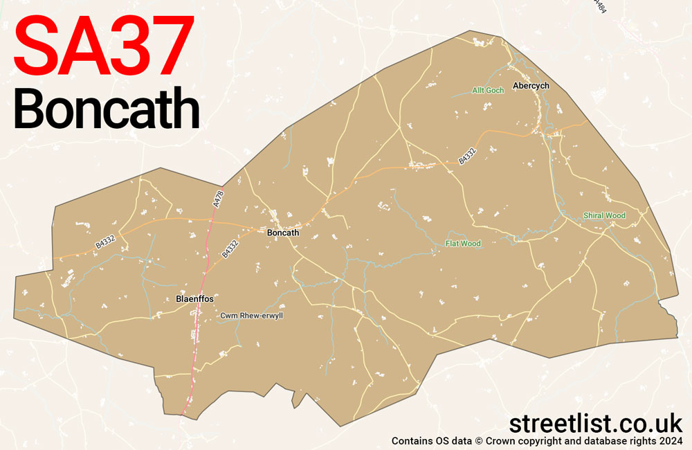 Map of the SA37 postcode