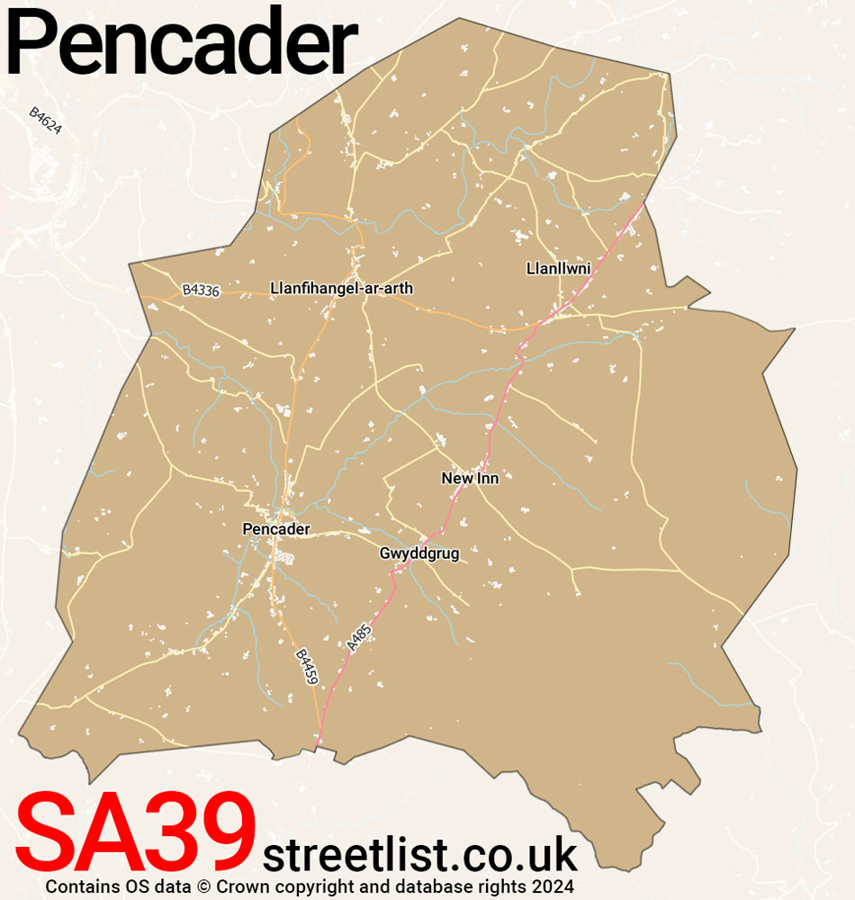 Map of the SA39 postcode