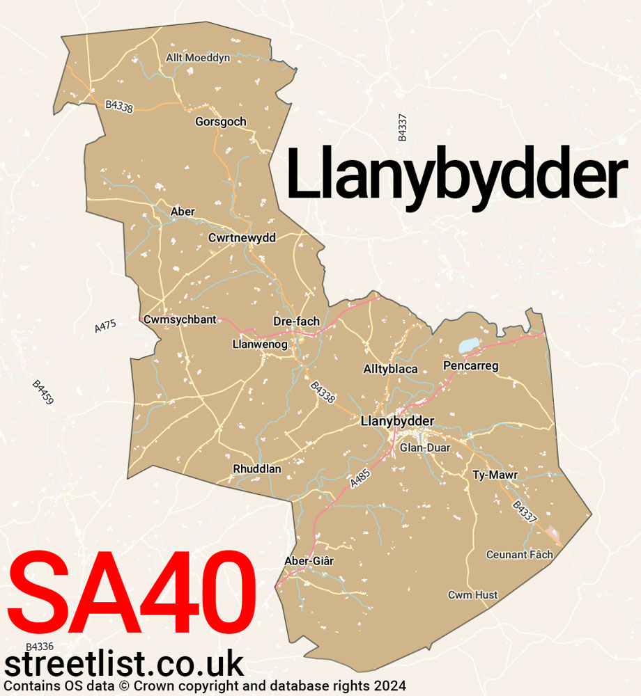 Map of the SA40 postcode