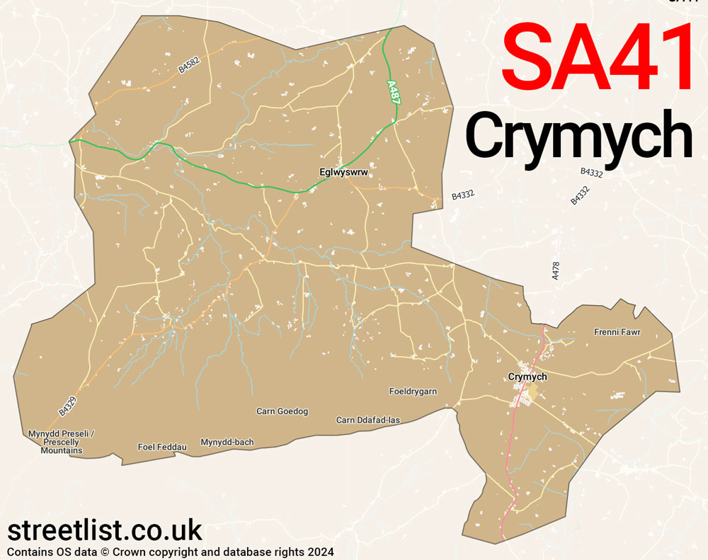 Map of the SA41 postcode