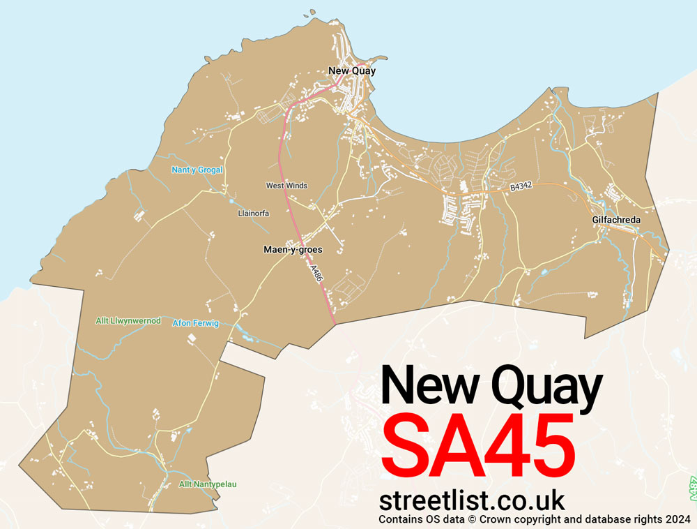 Map of the SA45 postcode