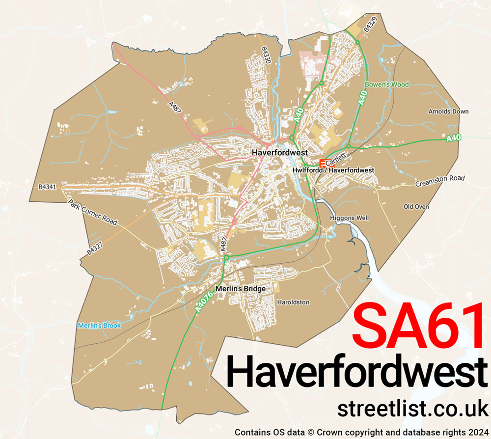 Map of the SA61 postcode