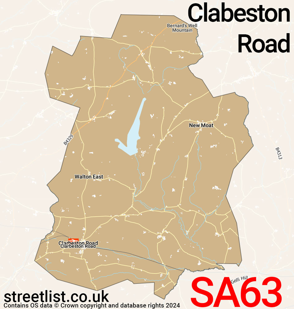 Map of the SA63 postcode