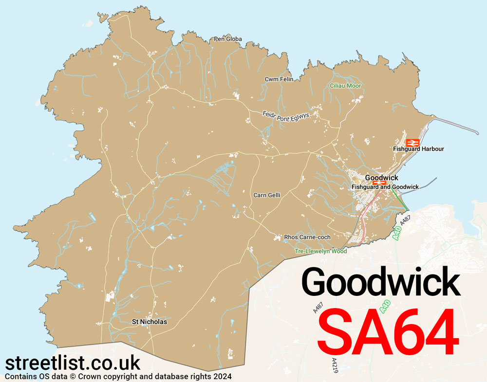 Map of the SA64 postcode