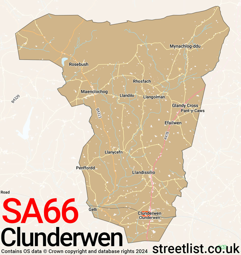 Map of the SA66 postcode