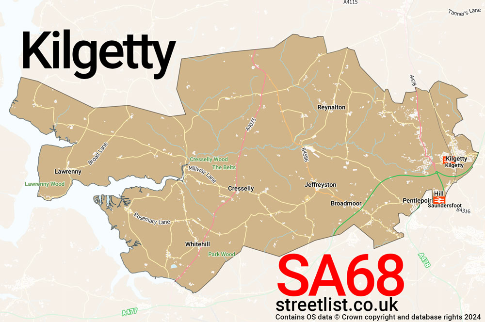 Map of the SA68 postcode