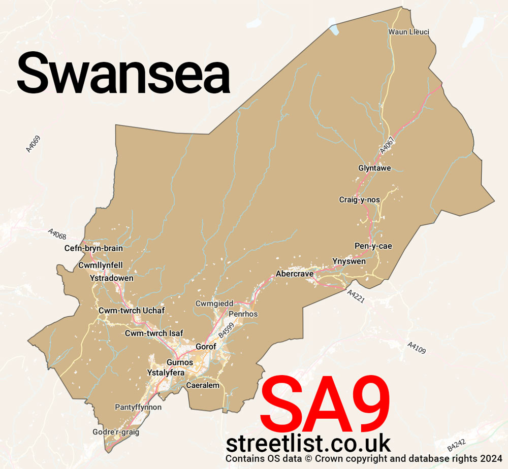 Map of the SA9 postcode