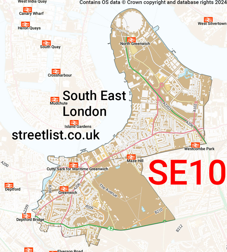 Map of the SE10 postcode