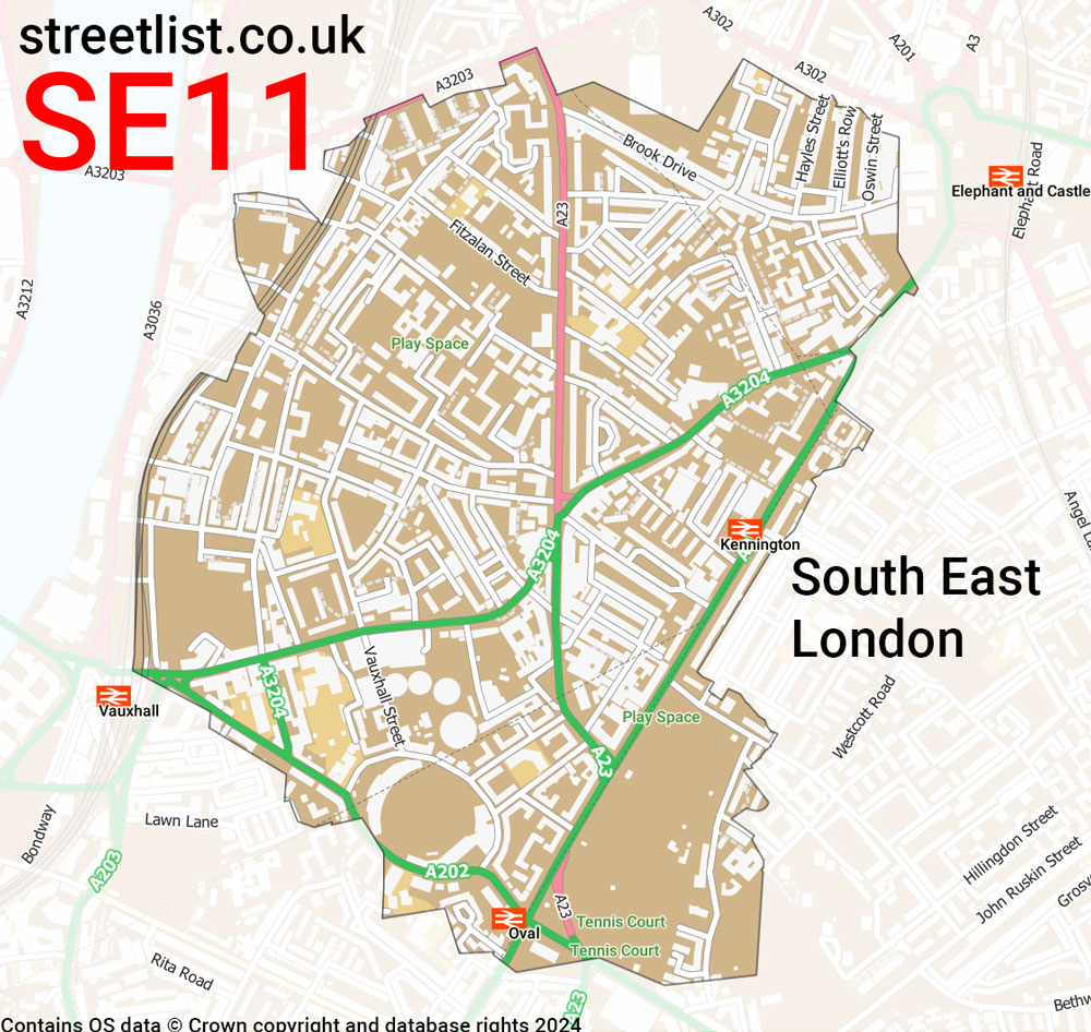 Map of the SE11 postcode