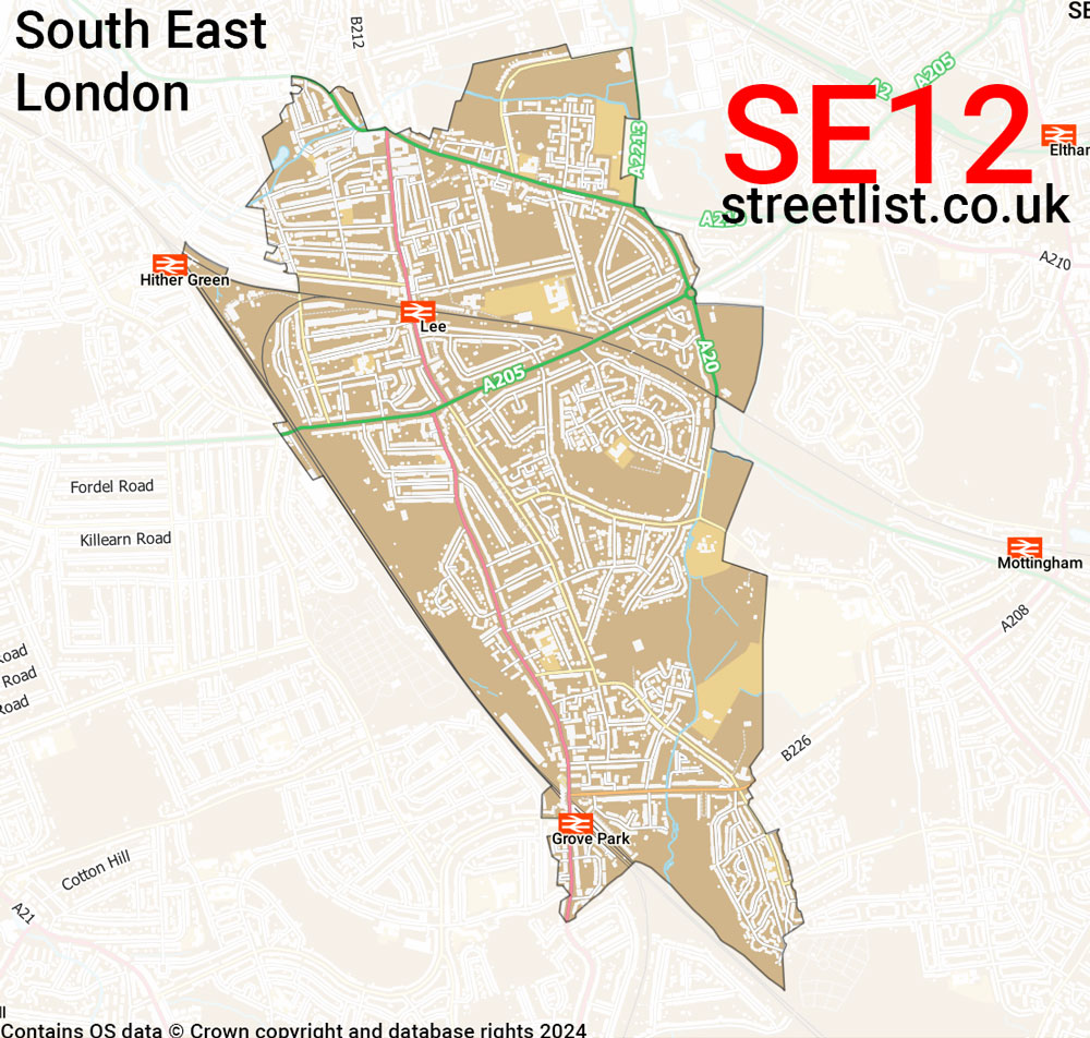 Map of the SE12 postcode