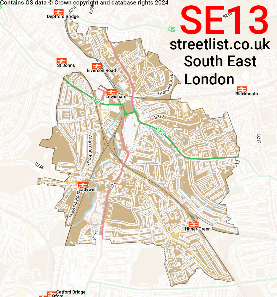 Map of the SE13 postcode