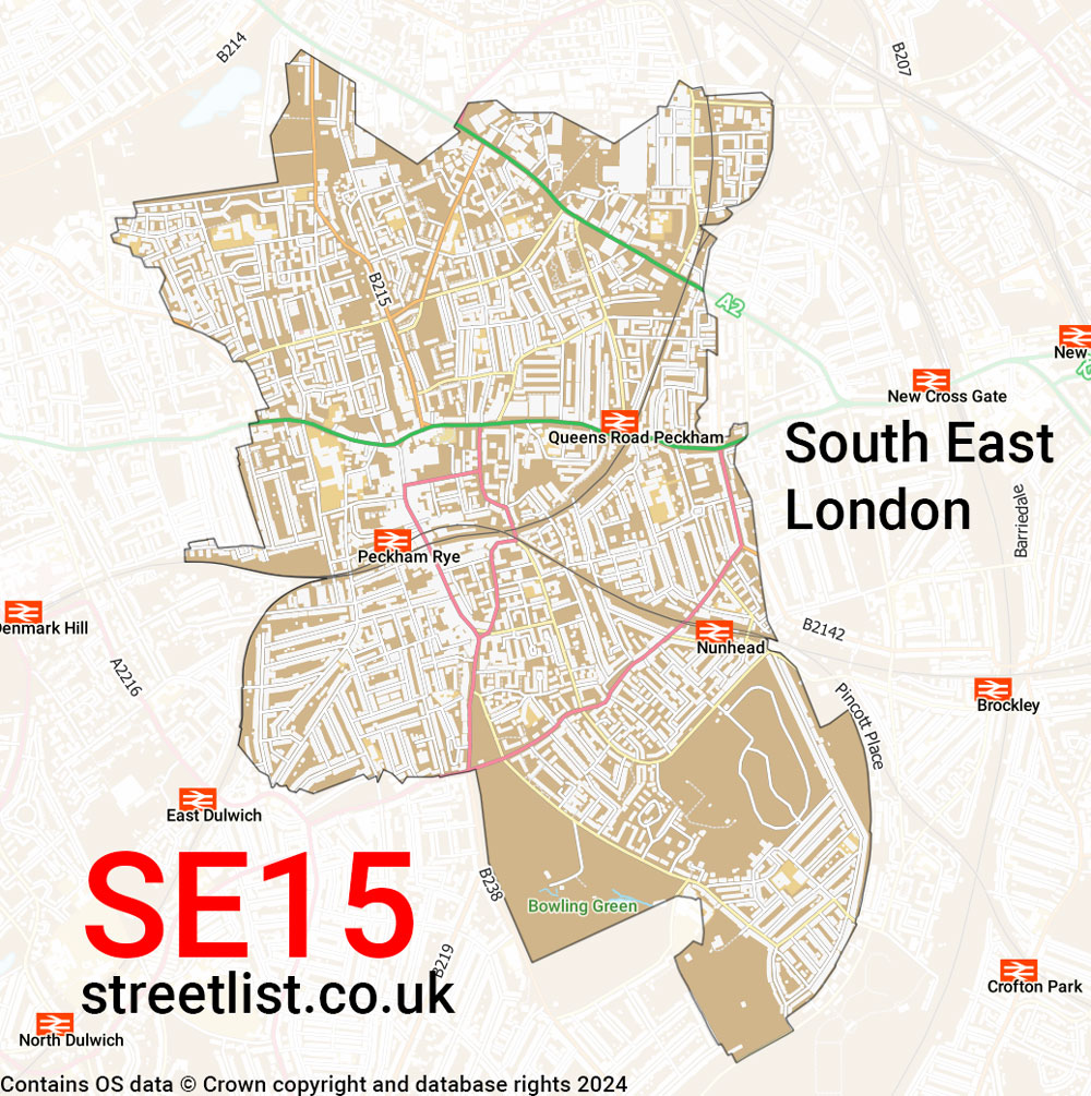 Map of the SE15 postcode