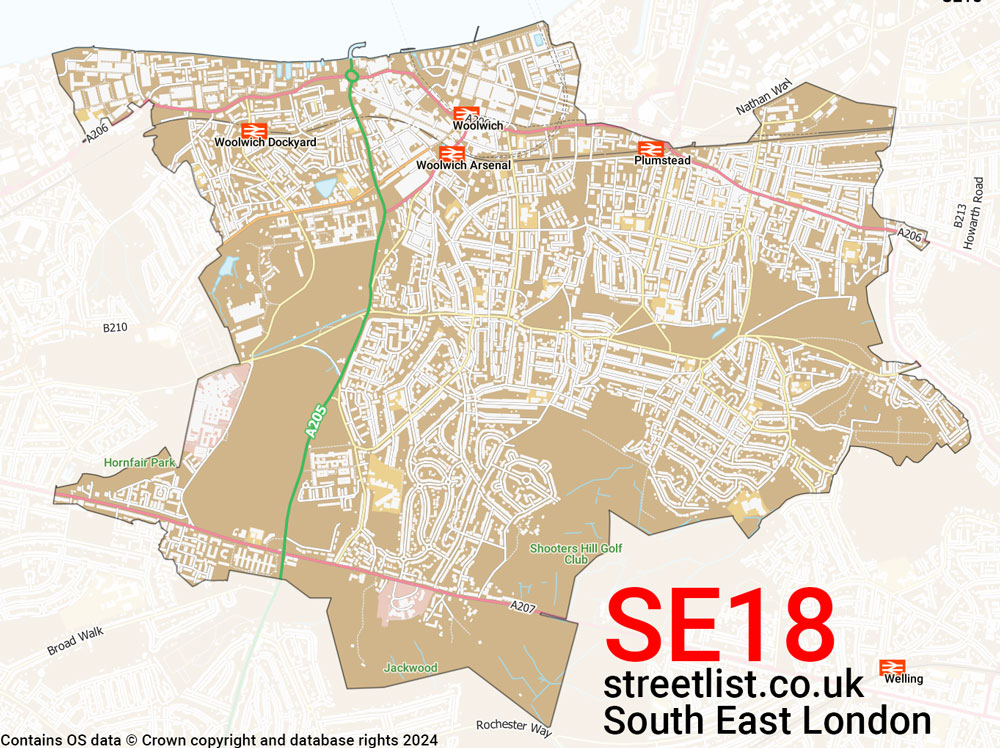 Map of the SE18 postcode