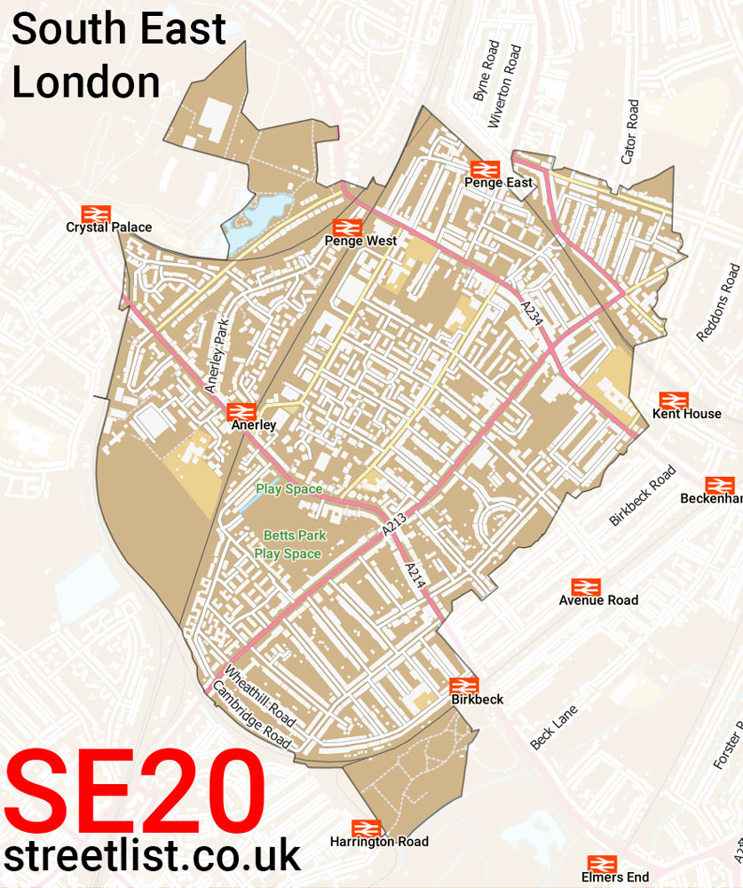 Map of the SE20 postcode