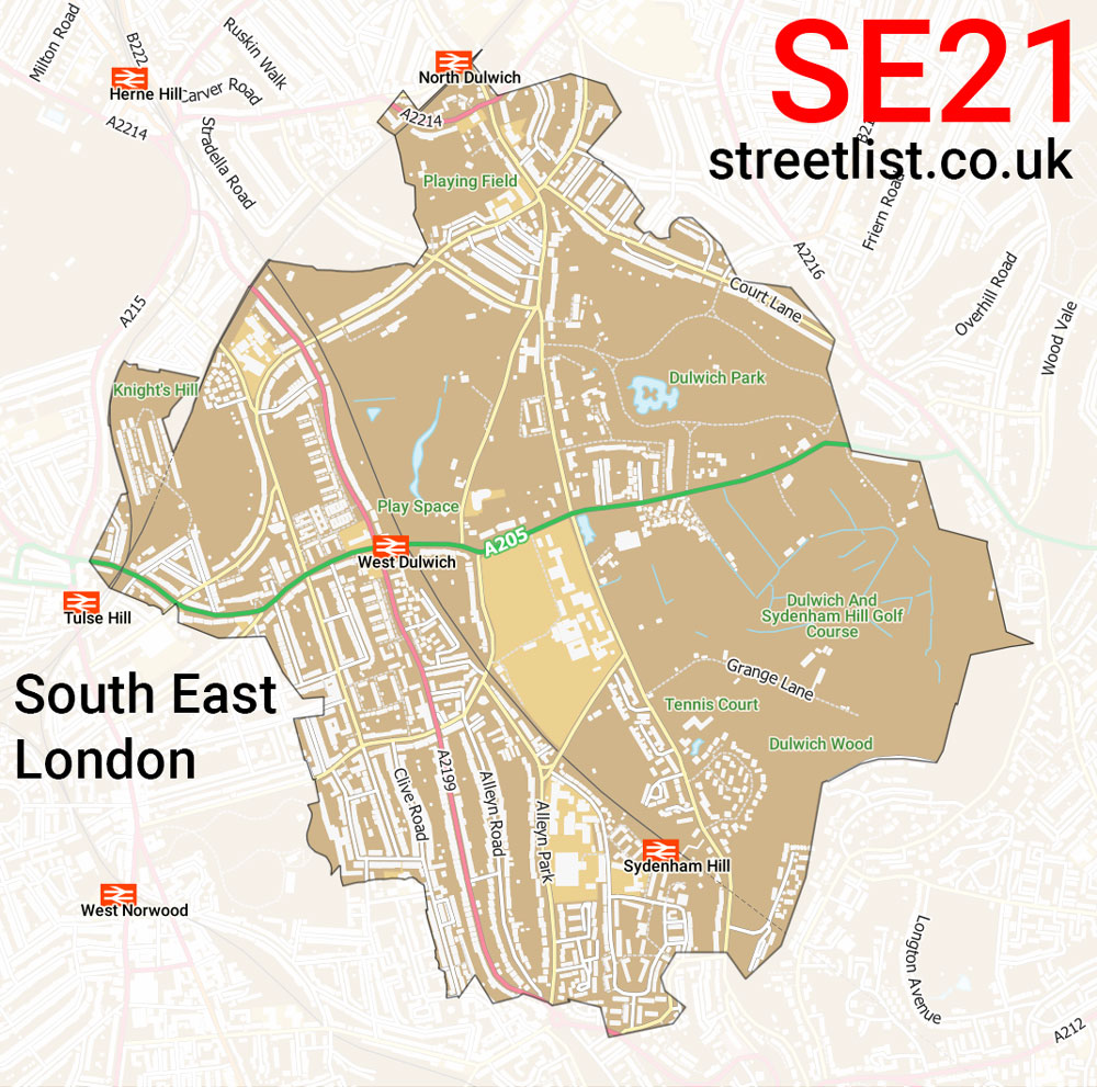 Map of the SE21 postcode