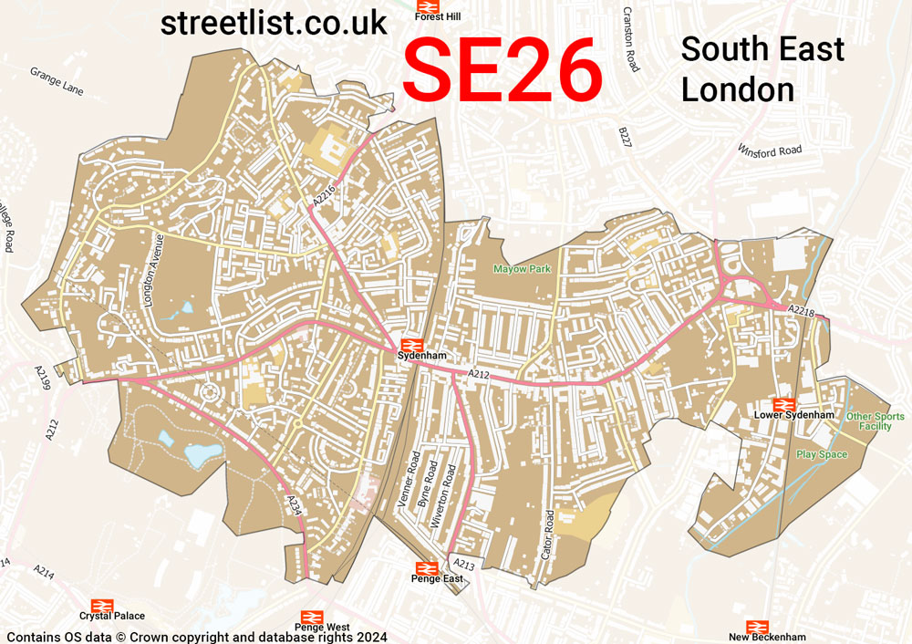 Map of the SE26 postcode
