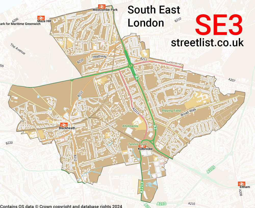 Map of the SE3 postcode