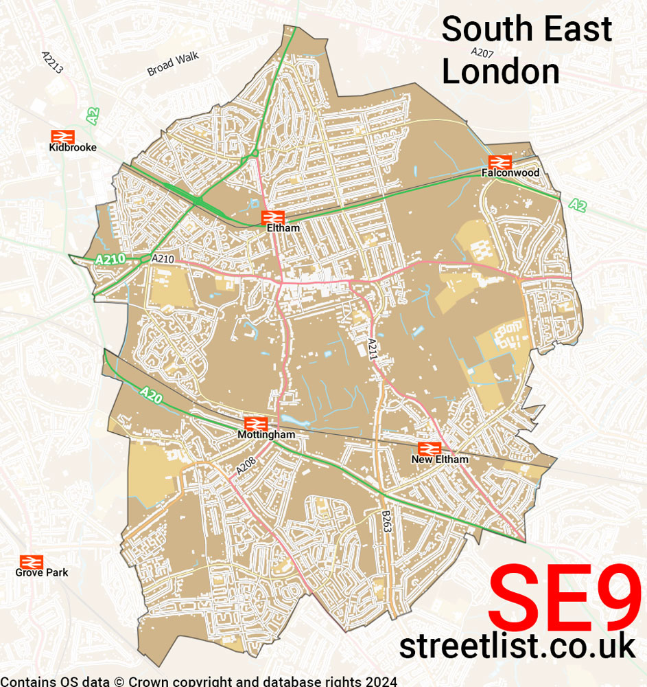 Map of the SE9 postcode