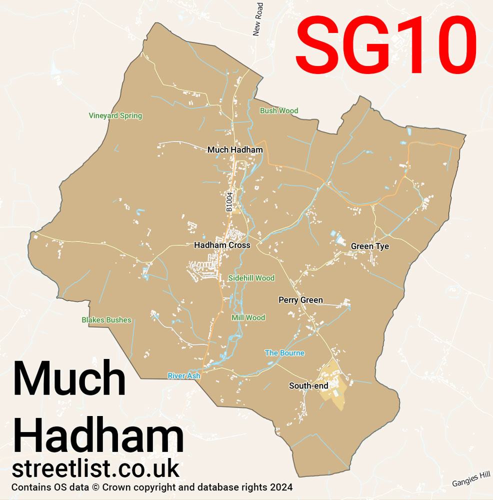 Map of the SG10 postcode