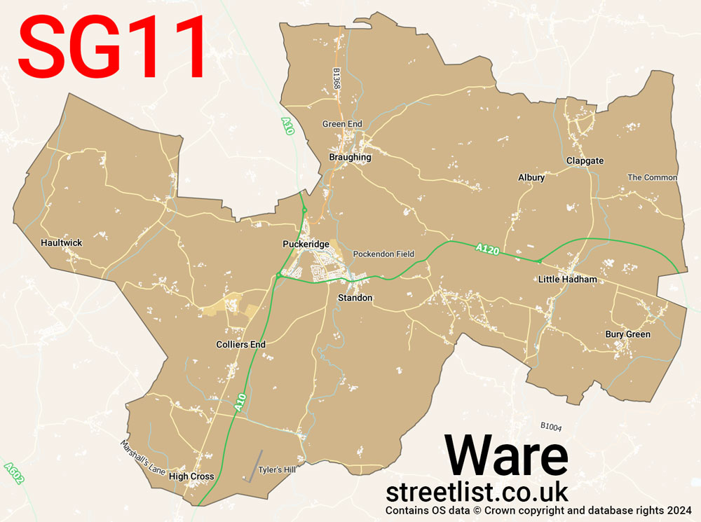 Map of the SG11 postcode