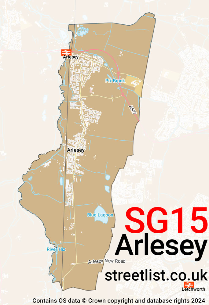 Map of the SG15 postcode