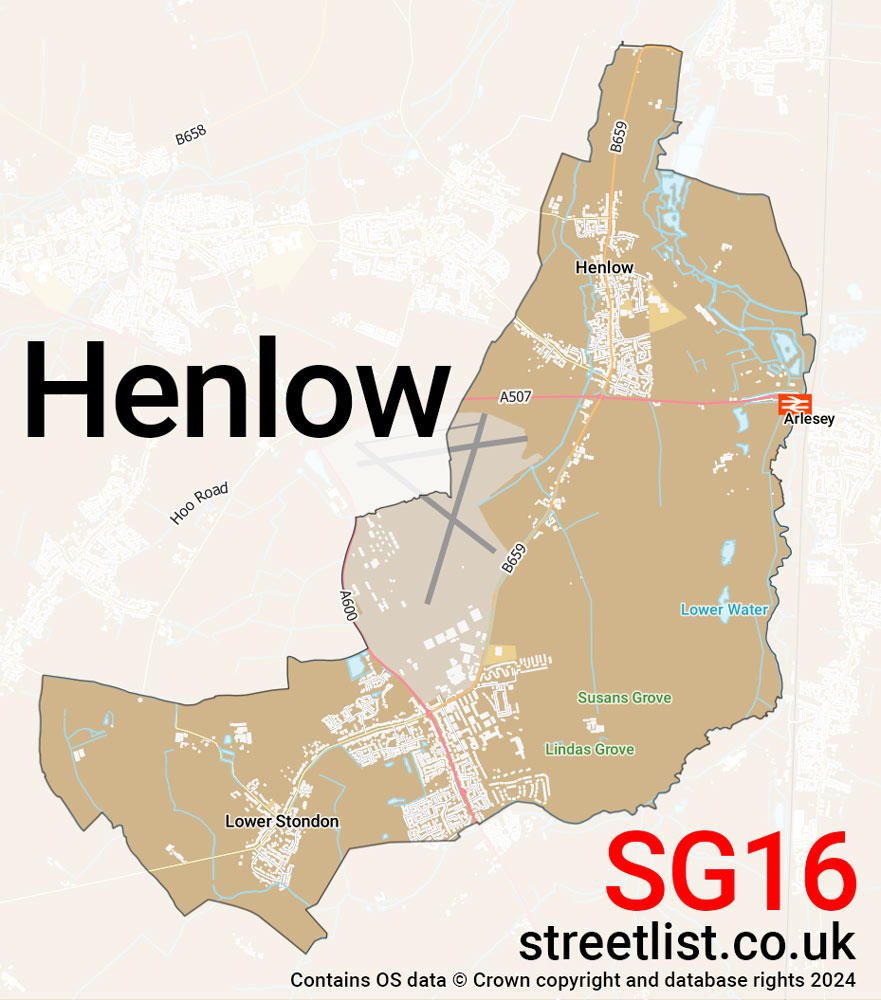 Map of the SG16 postcode