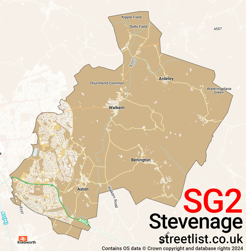 Map of the SG2 postcode