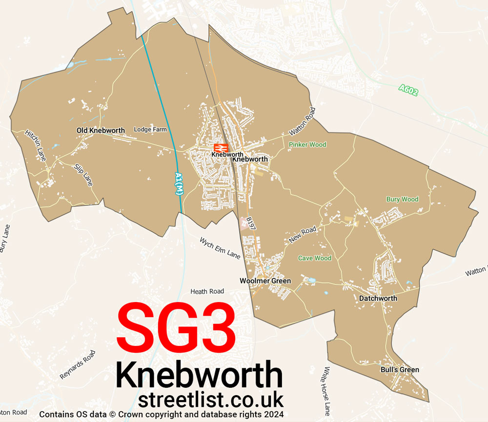 Map of the SG3 postcode