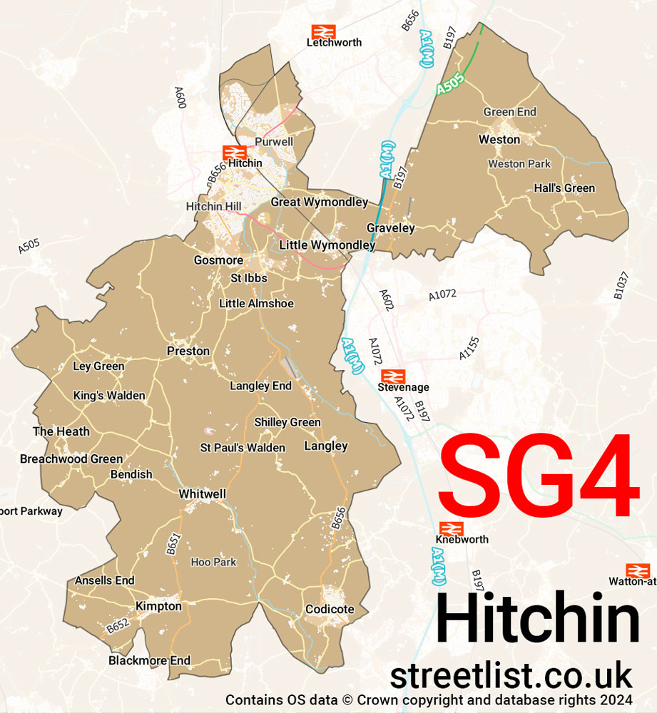 Map of the SG4 postcode