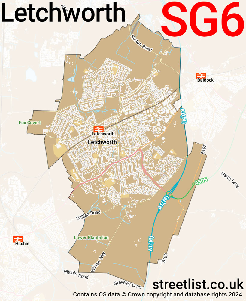 Map of the SG6 postcode