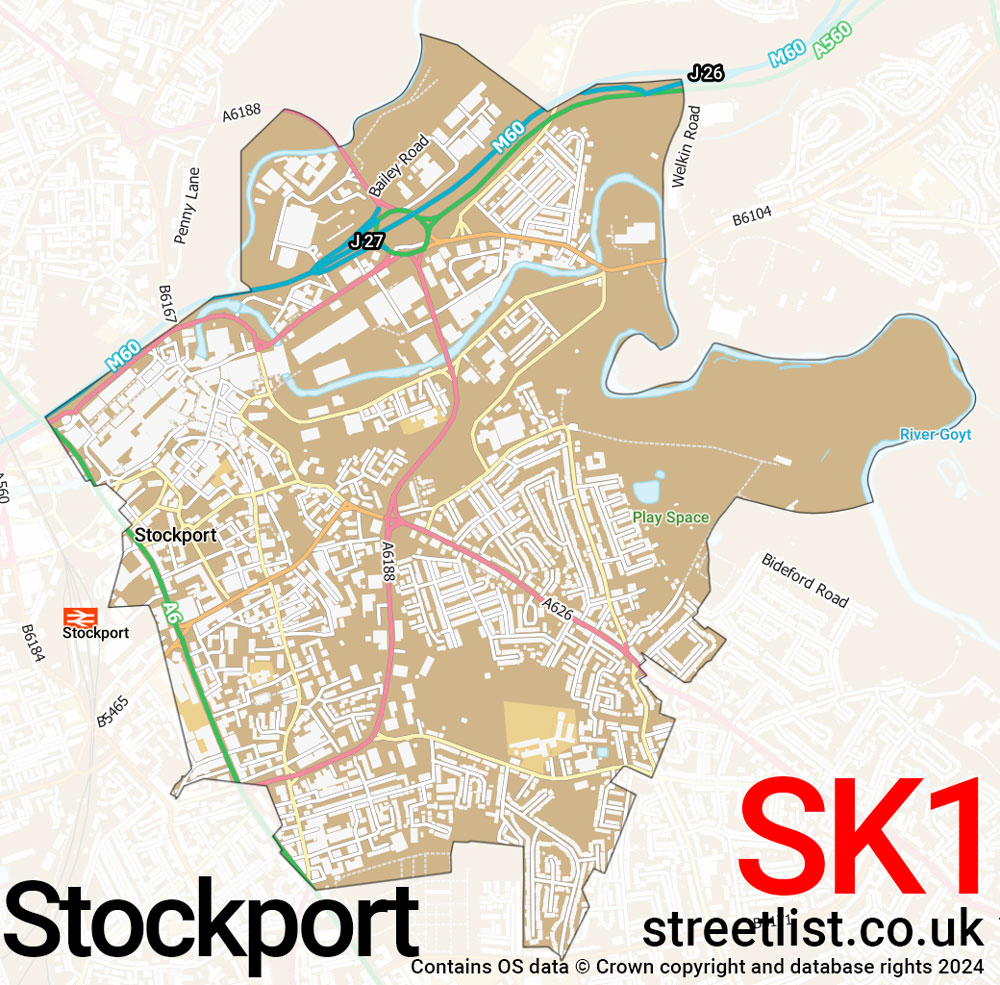 Map of the SK1 postcode