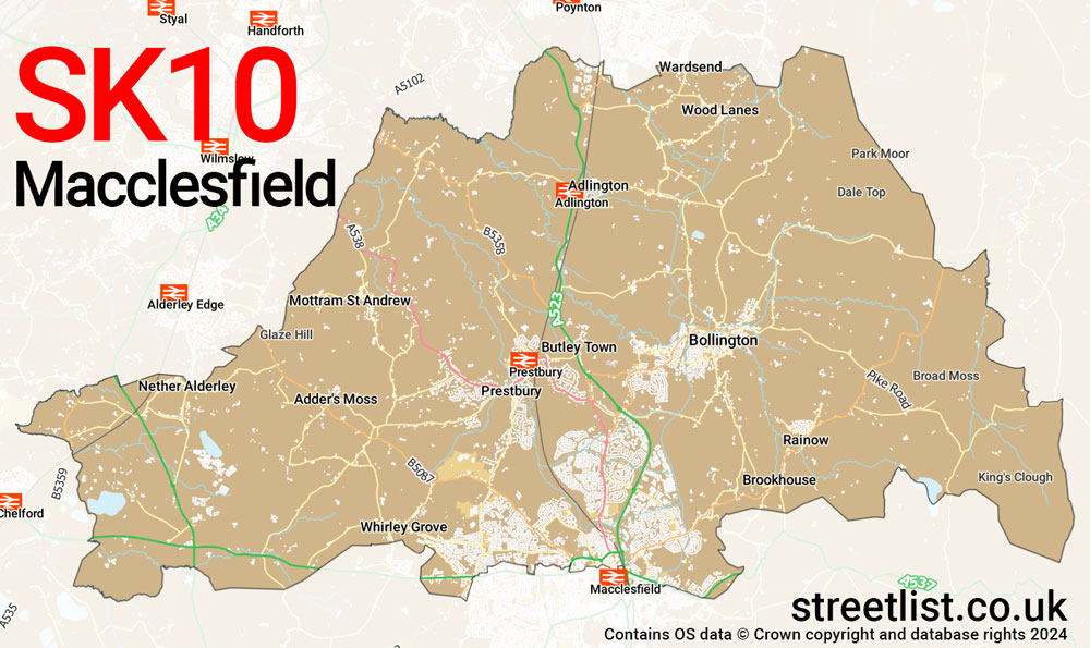 Map of the SK10 postcode