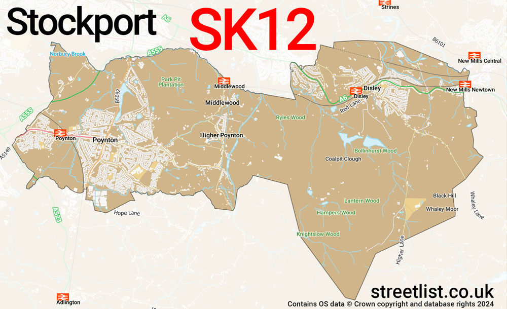 Map of the SK12 postcode