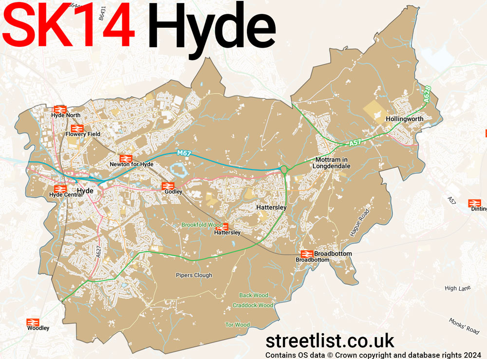 Map of the SK14 postcode