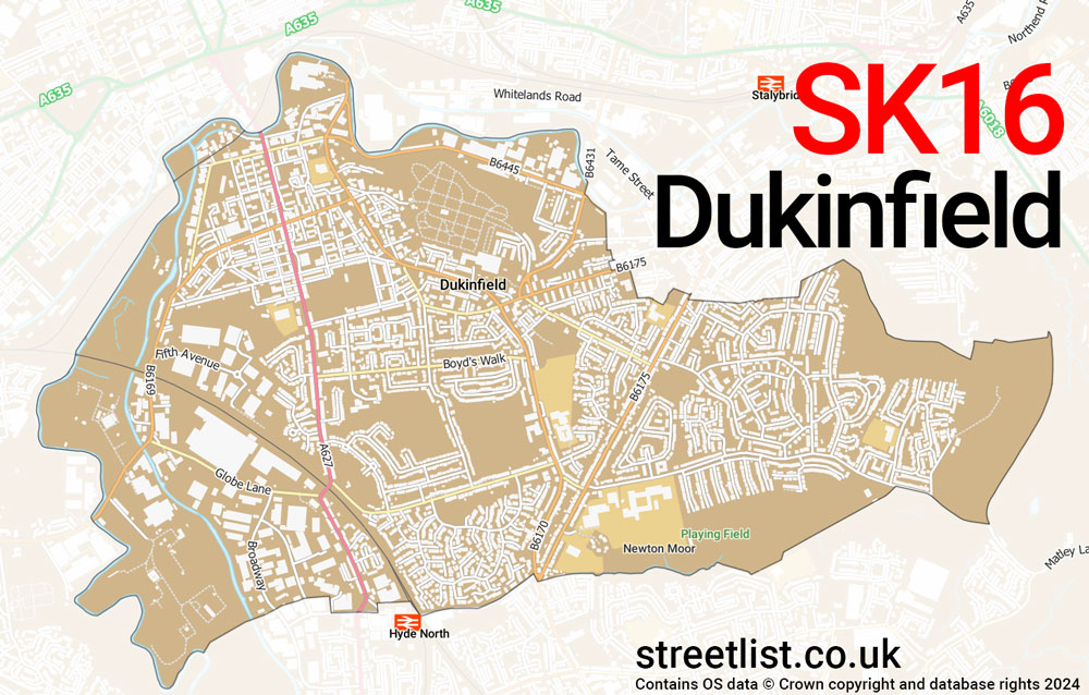 Map of the SK16 postcode