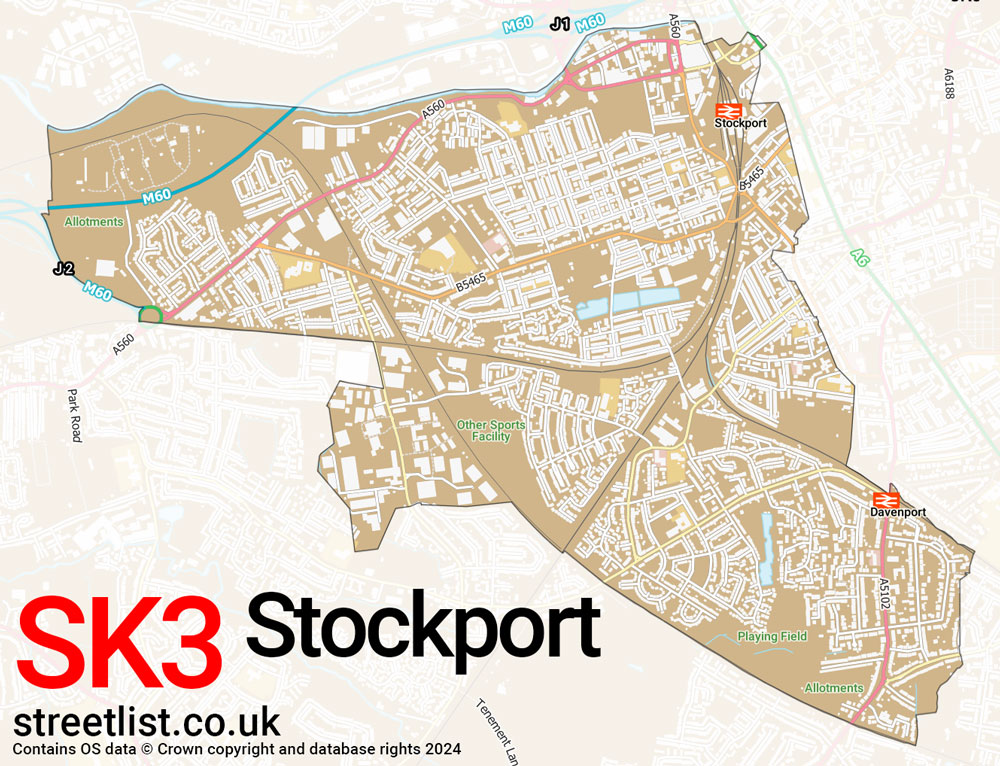 Map of the SK3 postcode