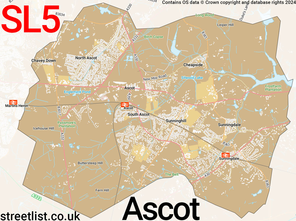 Map of the SL5 postcode