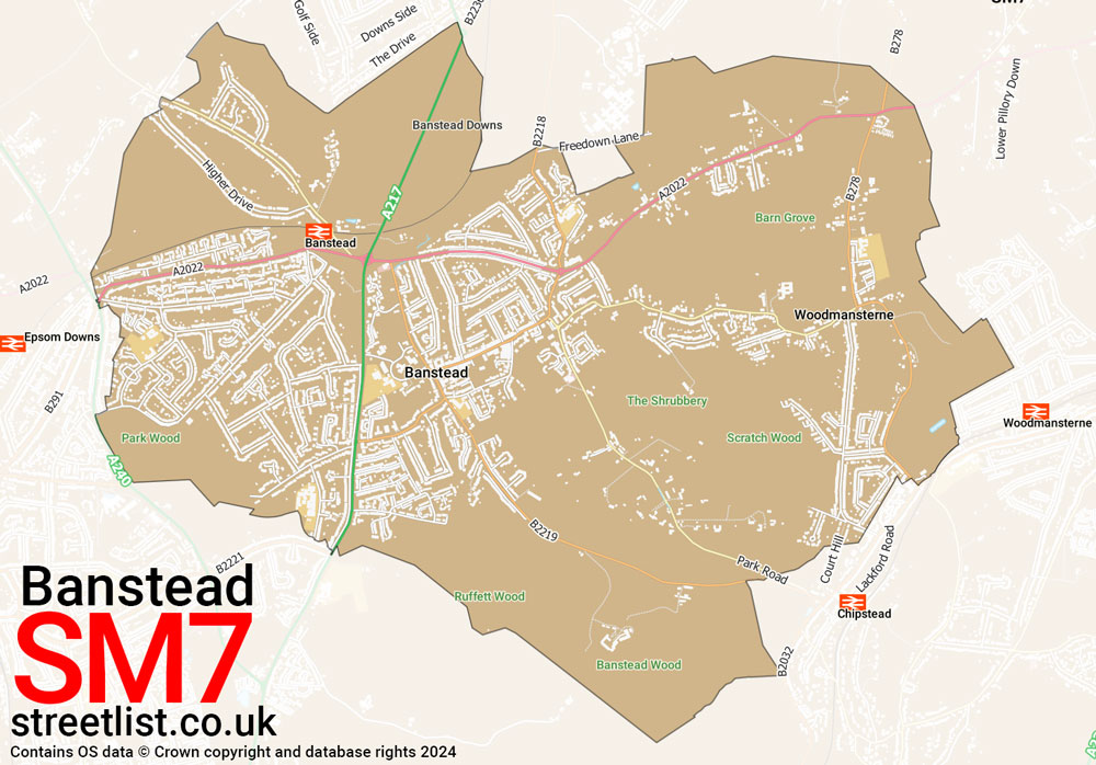 Map of the SM7 postcode