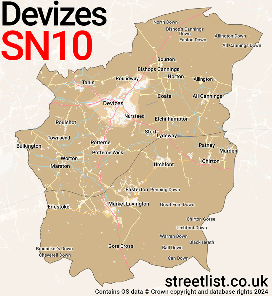 Map of the SN10 postcode