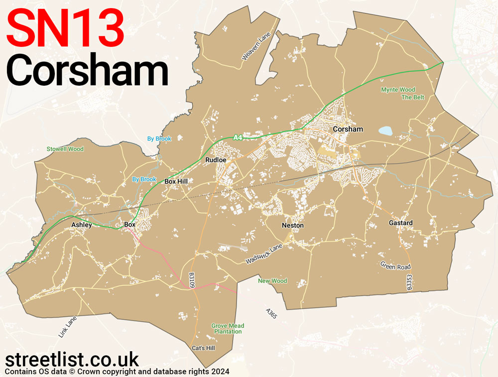 Map of the SN13 postcode