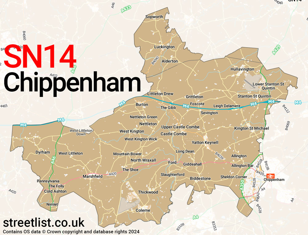 Map of the SN14 postcode