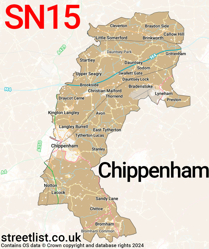 Map of the SN15 postcode