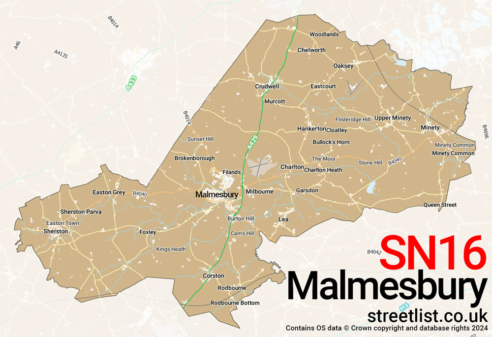 Map of the SN16 postcode