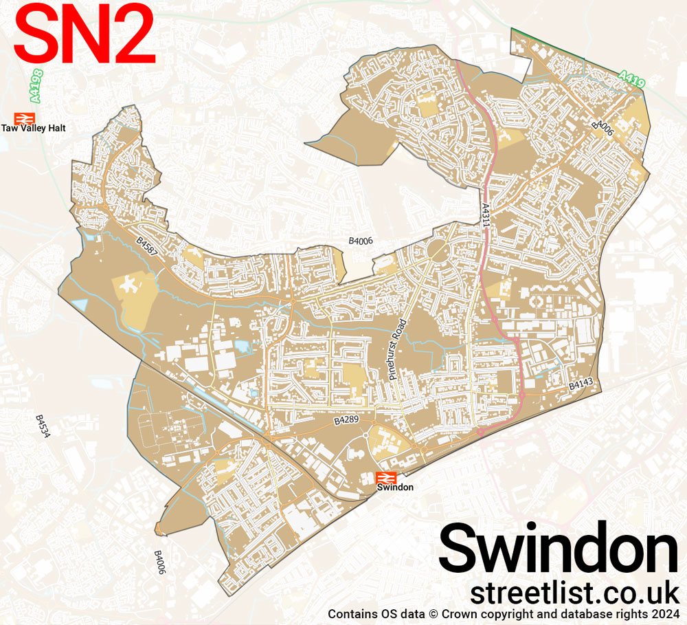 Map of the SN2 postcode