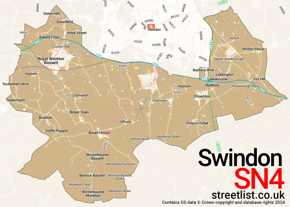 Map of the SN4 postcode