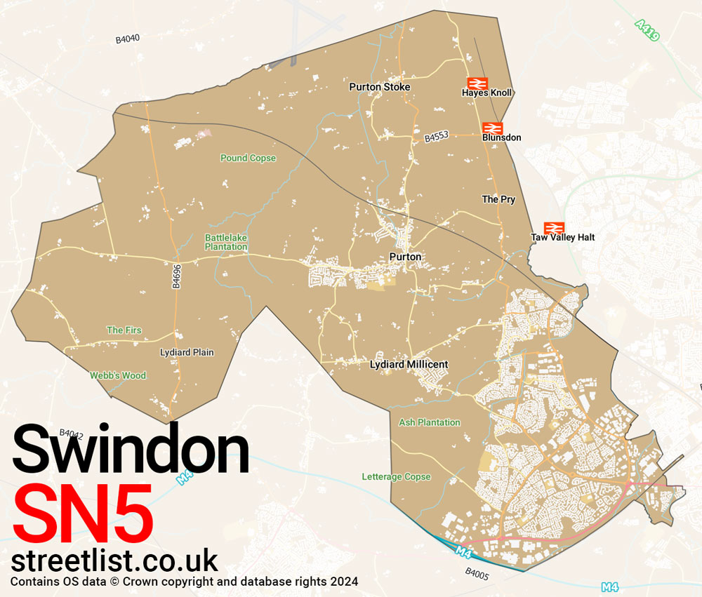 Map of the SN5 postcode