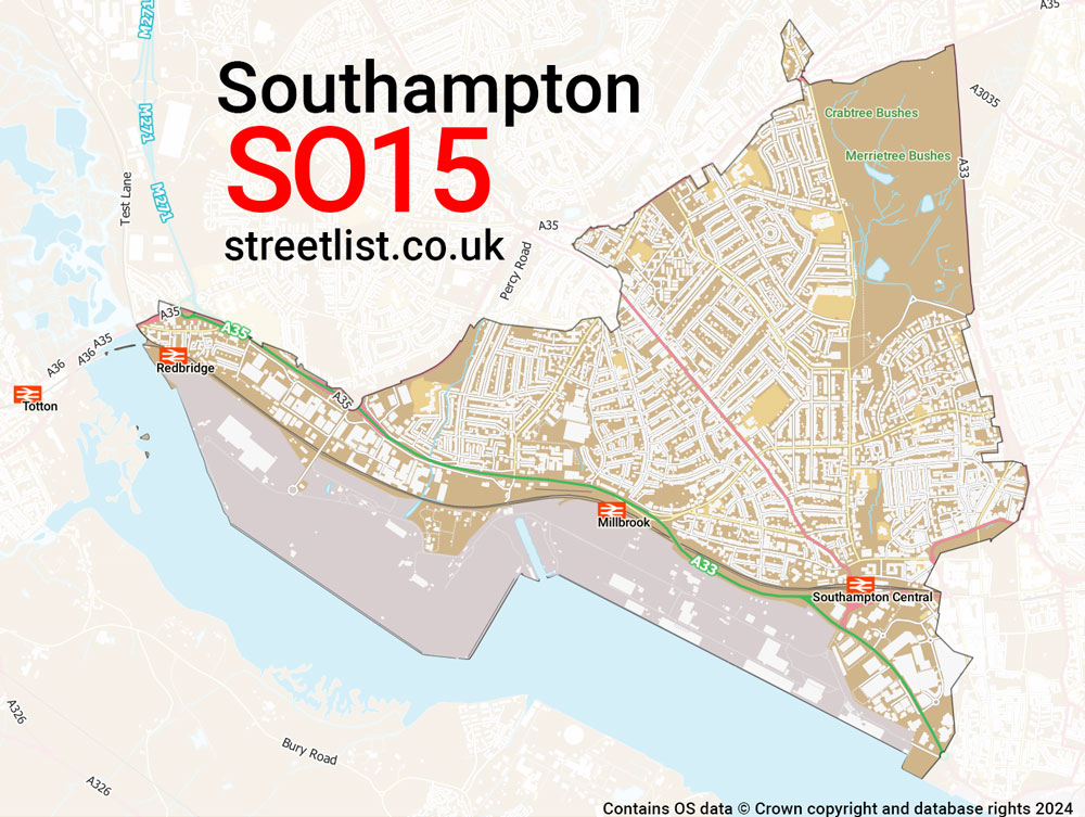 Map of the SO15 postcode