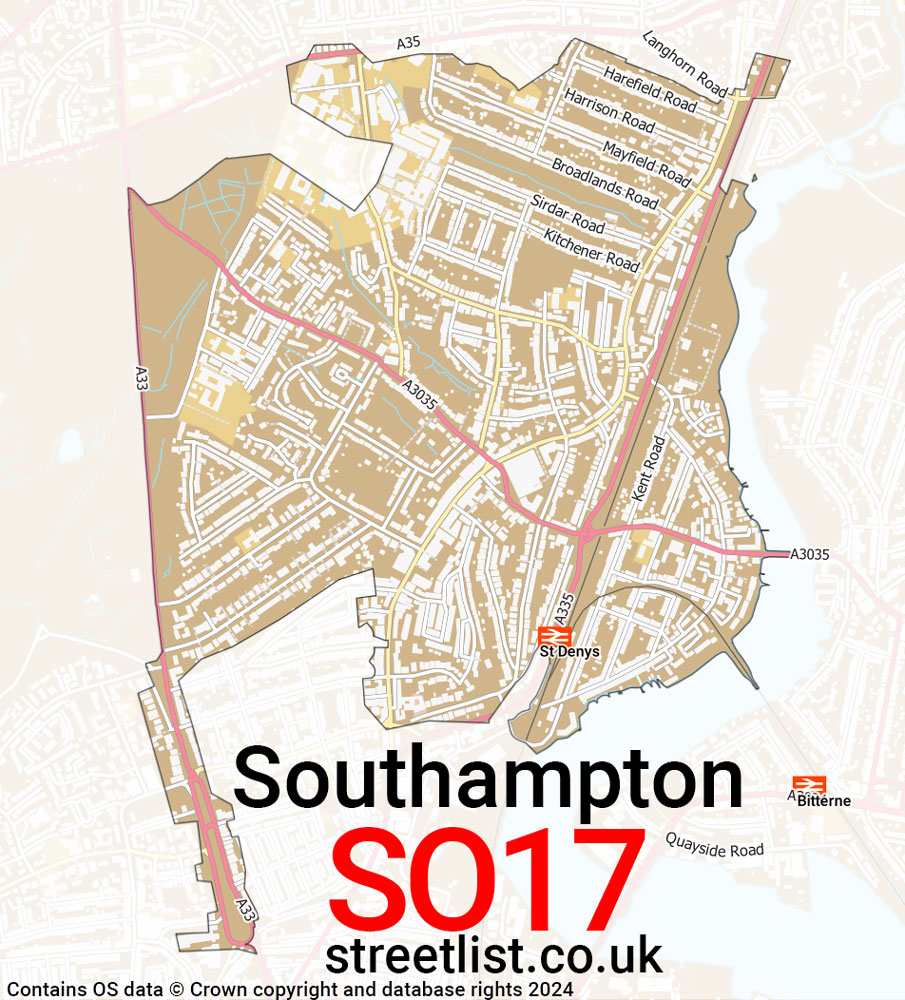 Map of the SO17 postcode